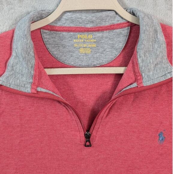 Ralph Lauren Polo red Long Sleeve 1/4 Button Pullover Sweater Men's 2XL Logo - Picture 2 of 12